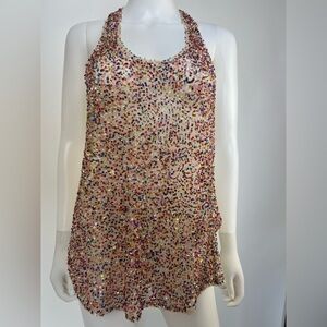 Vintage Banana Republic Rainbow Sequin Tank‎ Top Party Y2K Medium